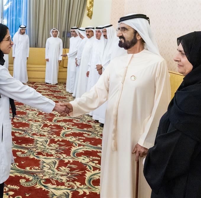 His Highness Sheikh Mohammed bin Rashid Al Maktoum - Mohammed bin Rashid meets top-performing graduates of Mohammed Bin Rashid University of Medicine and Health Sciences