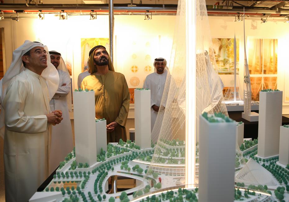  صاحب السمو الشيخ محمد بن راشد آل مكتوم-أخبار-محمد بن راشد يعتمد تصميم برج جديد في خور دبي سيضاهي عظمة وشموخ برج خليفة وشهرة برج ايفل