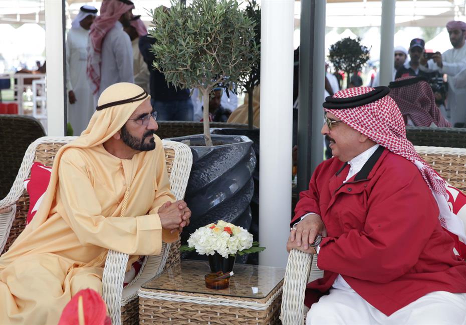  صاحب السمو الشيخ محمد بن راشد آل مكتوم-أخبار-محمد بن راشد وملك البحرين يشهدان تتويج حمد بن دلموك آل مكتوم بطلاً لسباق كأس الخليج للقدرة في البحرين