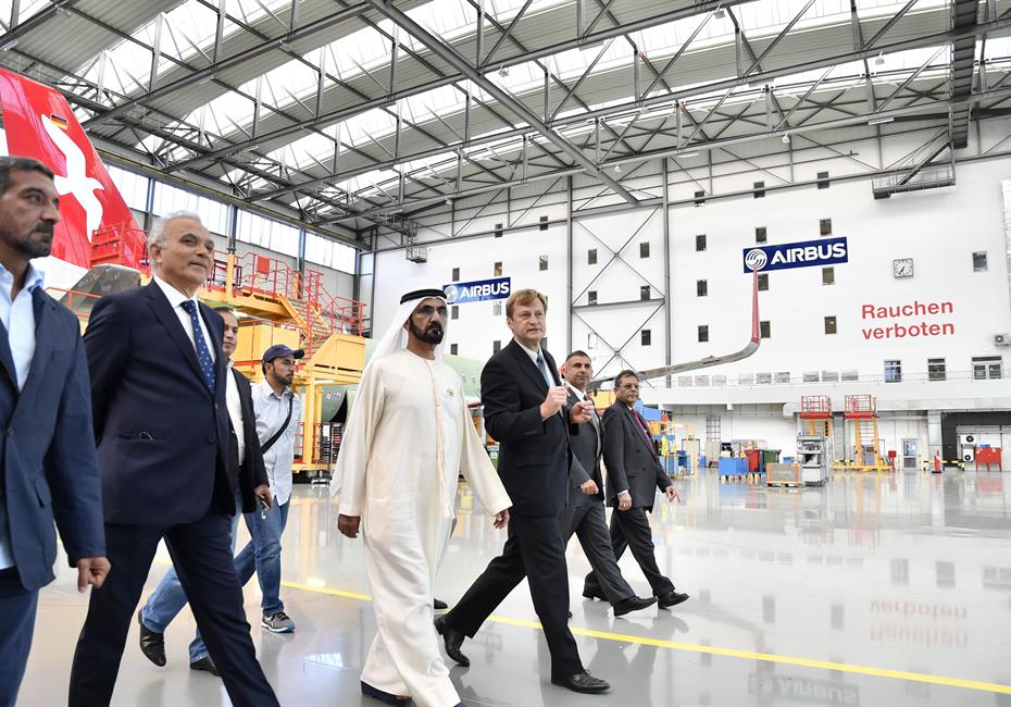 His Highness Sheikh Mohammed bin Rashid Al Maktoum-News-Mohammed bin Rashid tours Airbus Plant in Hamburg