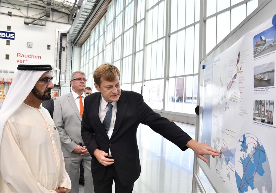 His Highness Sheikh Mohammed bin Rashid Al Maktoum-News-Mohammed bin Rashid tours Airbus Plant in Hamburg