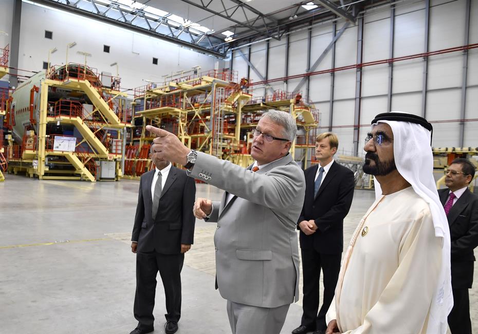 His Highness Sheikh Mohammed bin Rashid Al Maktoum-News-Mohammed bin Rashid tours Airbus Plant in Hamburg
