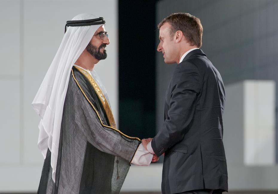  صاحب السمو الشيخ محمد بن راشد آل مكتوم-أخبار-محمد بن راشد ومحمد بن زايد والرئيس الفرنسي يفتتحون متحف اللوفر أبوظبي