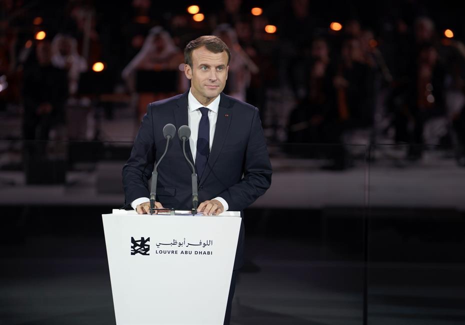  صاحب السمو الشيخ محمد بن راشد آل مكتوم-أخبار-محمد بن راشد ومحمد بن زايد والرئيس الفرنسي يفتتحون متحف اللوفر أبوظبي