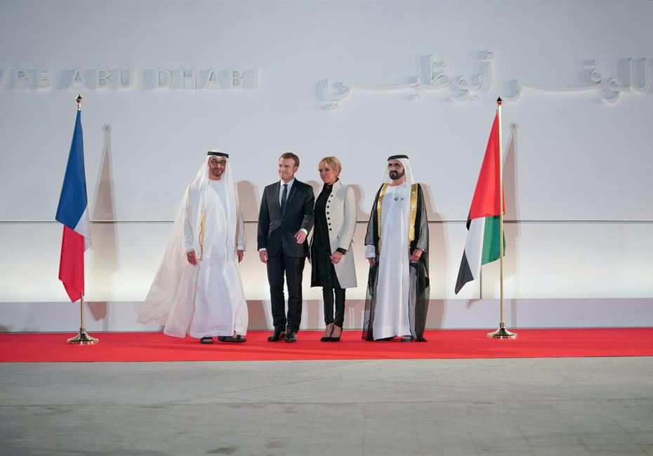  صاحب السمو الشيخ محمد بن راشد آل مكتوم-أخبار-محمد بن راشد ومحمد بن زايد والرئيس الفرنسي يفتتحون متحف اللوفر أبوظبي