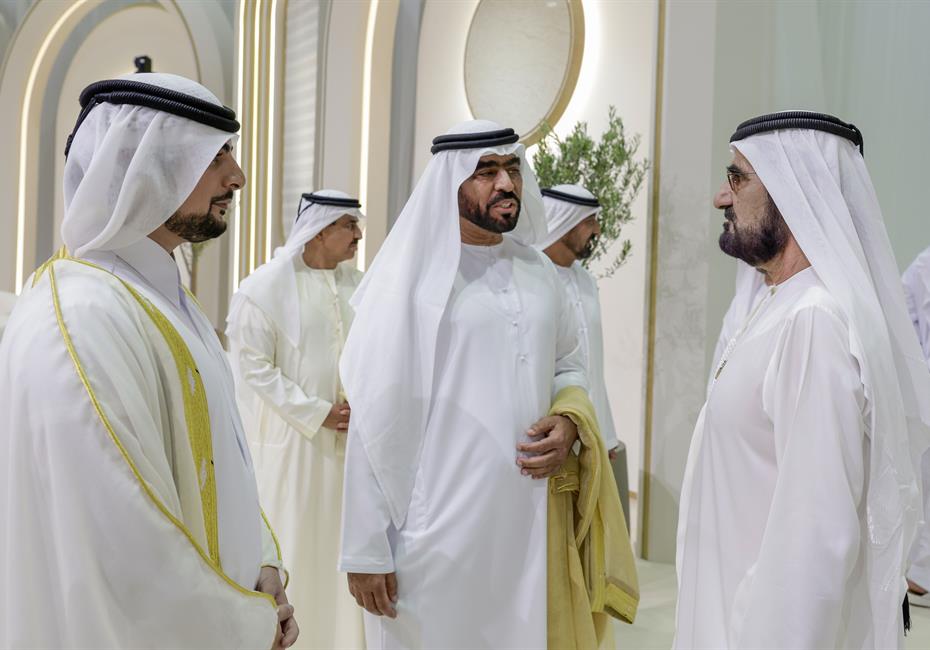  صاحب السمو الشيخ محمد بن راشد آل مكتوم-أخبار-محمد بن راشد يتلقى تهاني منصور بن زايد وخالد بن محمد بمناسبة أفراح آل مكتوم