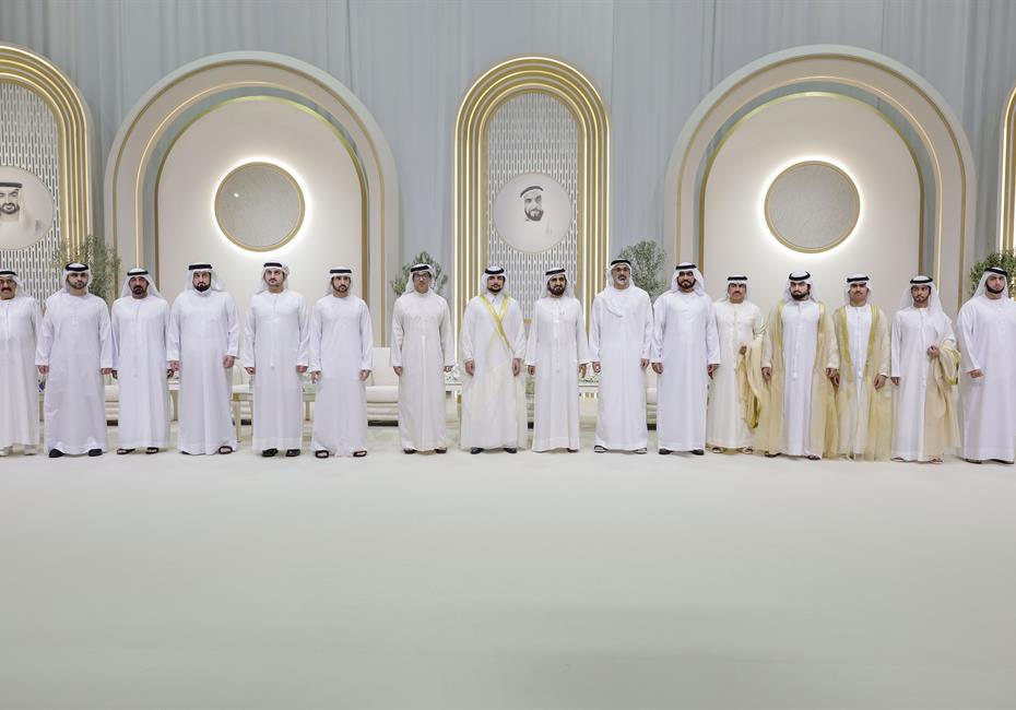  صاحب السمو الشيخ محمد بن راشد آل مكتوم-أخبار-محمد بن راشد يتلقى تهاني منصور بن زايد وخالد بن محمد بمناسبة أفراح آل مكتوم