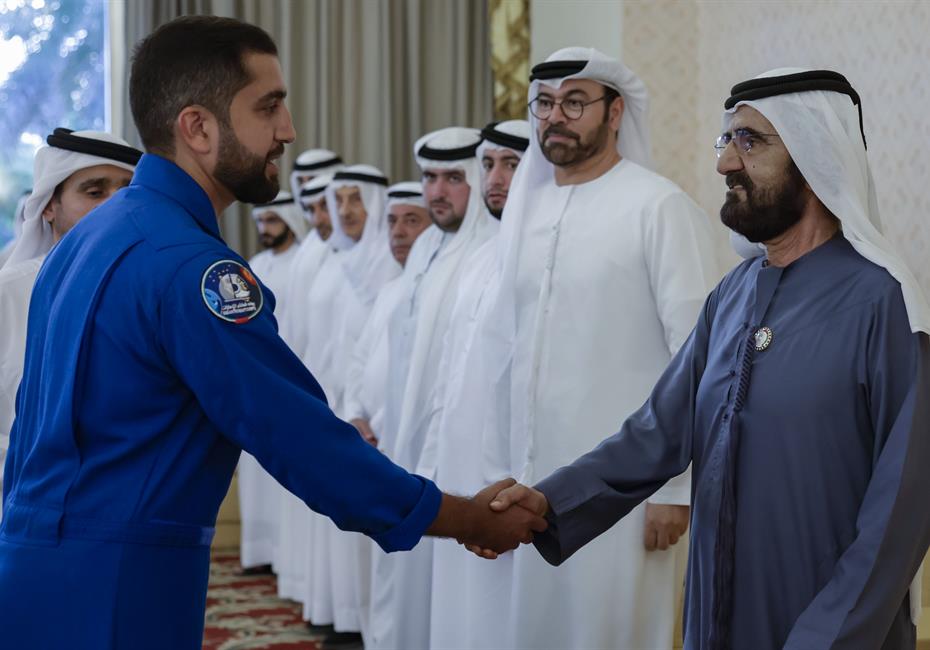 His Highness Sheikh Mohammed bin Rashid Al Maktoum-News-Mohammed bin Rashid meets with MBRSC team, reviews preparations for MBZ-SAT launch