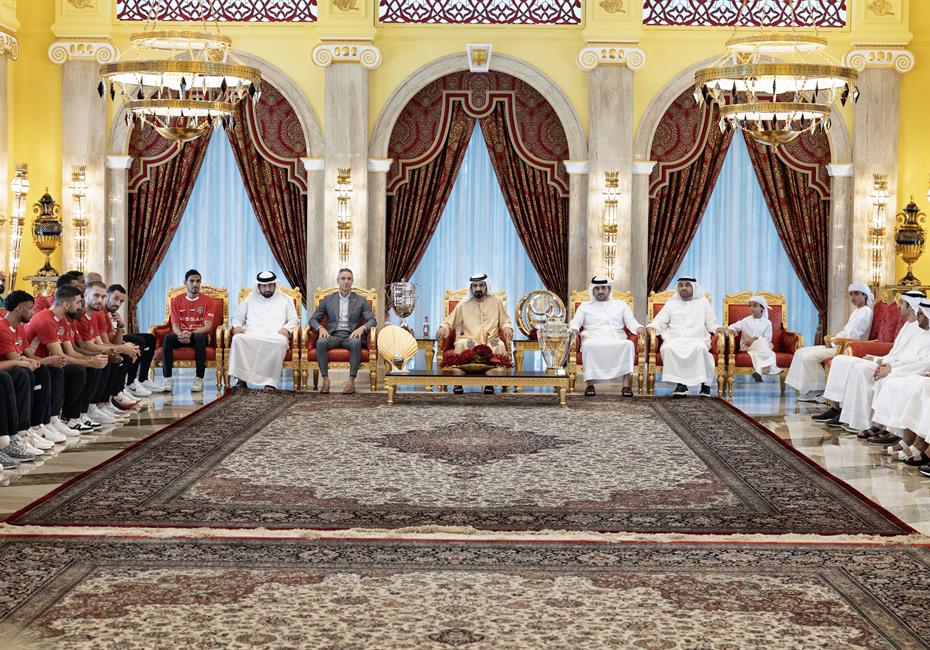 His Highness Sheikh Mohammed bin Rashid Al Maktoum-News-Mohammed bin Rashid receives Shabab Al Ahli Football Club following four-trophy season