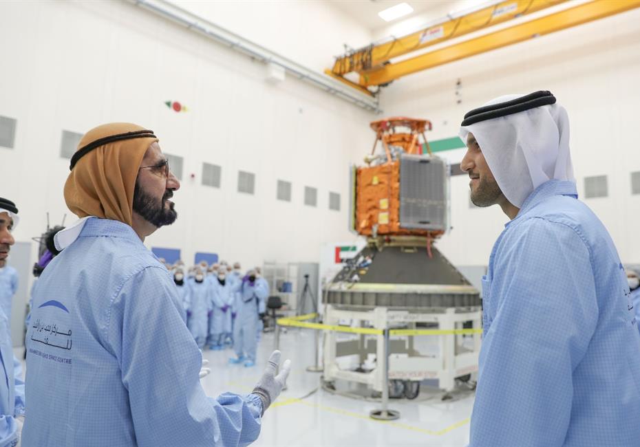 His Highness Sheikh Mohammed bin Rashid Al Maktoum-News-Mohammed bin Rashid inspects progress of KhalifaSat project