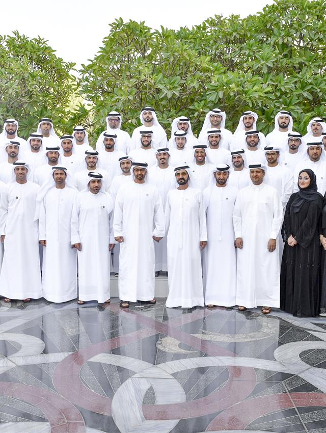 His Highness Sheikh Mohammed bin Rashid Al Maktoum -  - Mohammed bin Rashid, Abu Dhabi Crown Prince receive KhalifaSAT engineering team