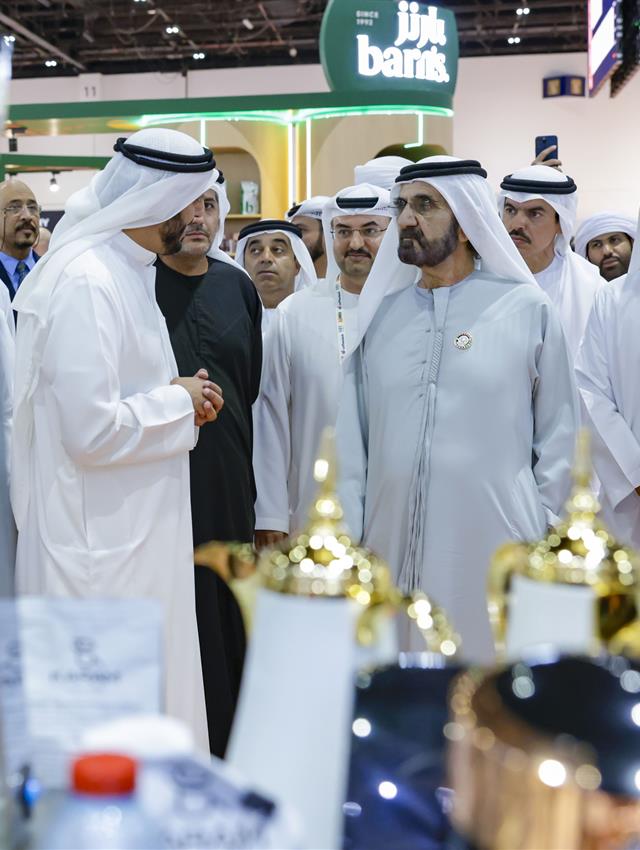 His Highness Sheikh Mohammed bin Rashid Al Maktoum -  - Mohammed bin Rashid visits World of Coffee 2024 exhibition