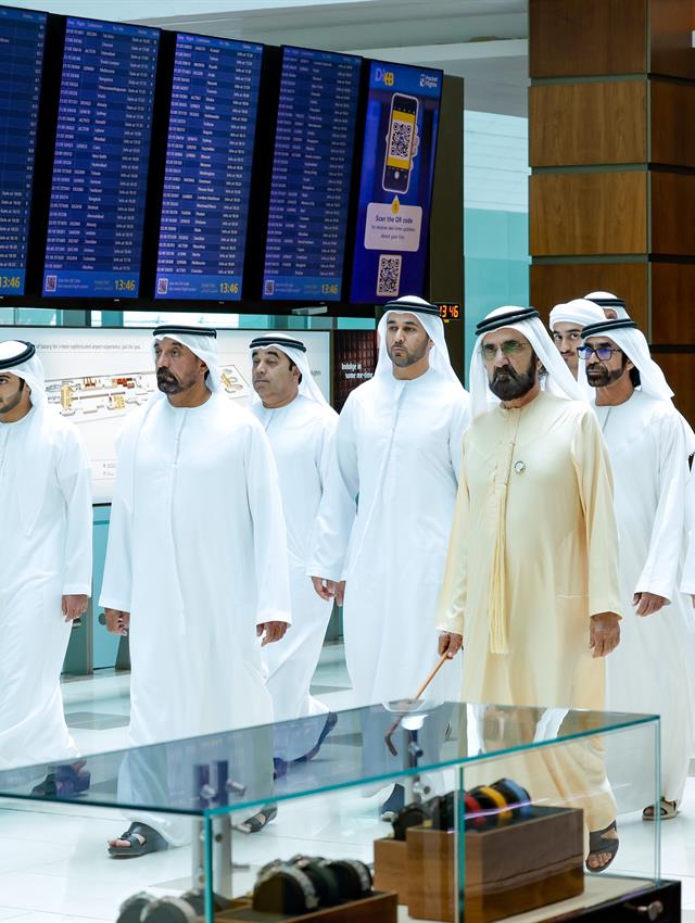 His Highness Sheikh Mohammed bin Rashid Al Maktoum -  - Mohammed bin Rashid reviews upgrades and amenities at Dubai International Airport’s Terminal 3