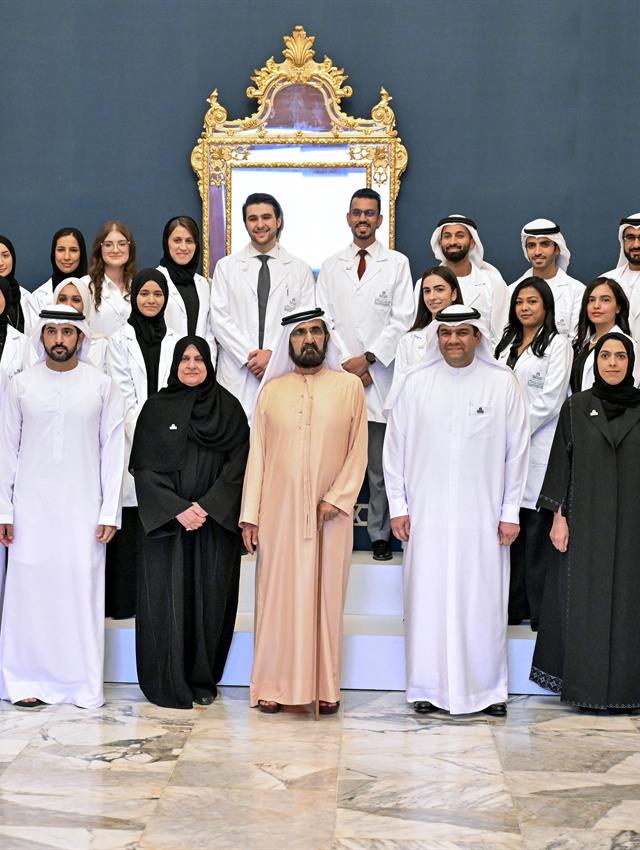 His Highness Sheikh Mohammed bin Rashid Al Maktoum -  - Mohammed bin Rashid meets with top graduates of MBRU’s Class of 2024