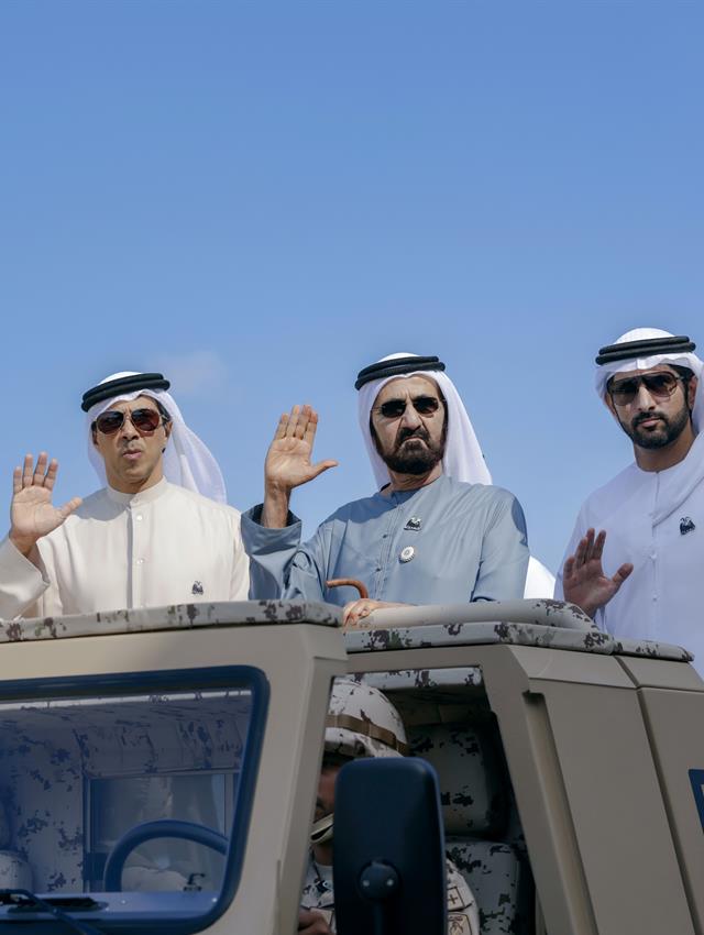 His Highness Sheikh Mohammed bin Rashid Al Maktoum -  - Mohammed bin Rashid attends UAE Armed Forces’ largest military parade marking 10th anniversary of National and Reserve Service Law