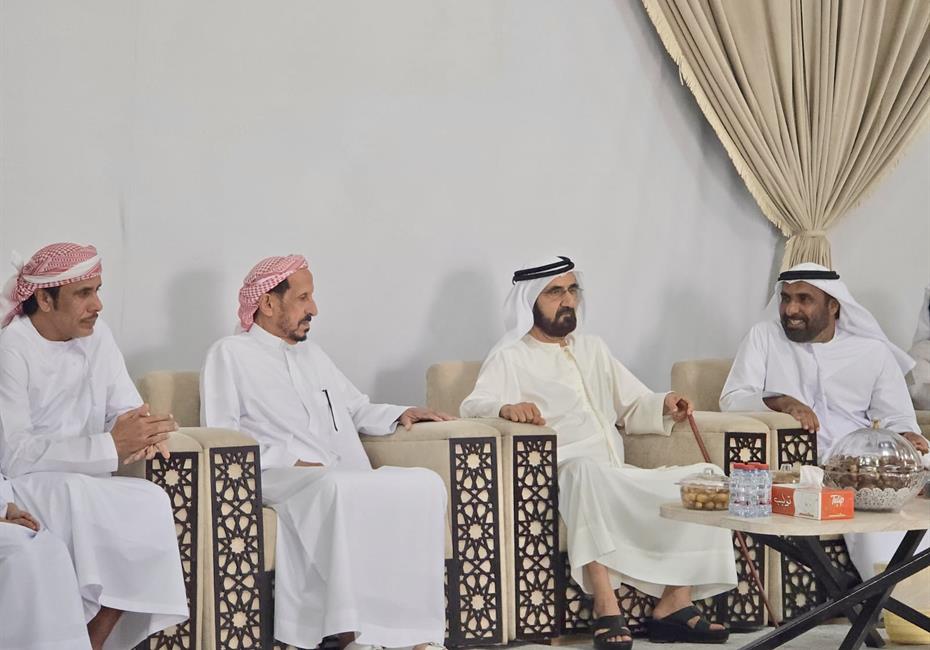  صاحب السمو الشيخ محمد بن راشد آل مكتوم-أخبار-محمد بن راشد يقدّم واجب العزاء في وفاة مبارك سعيد مبارك مرخان